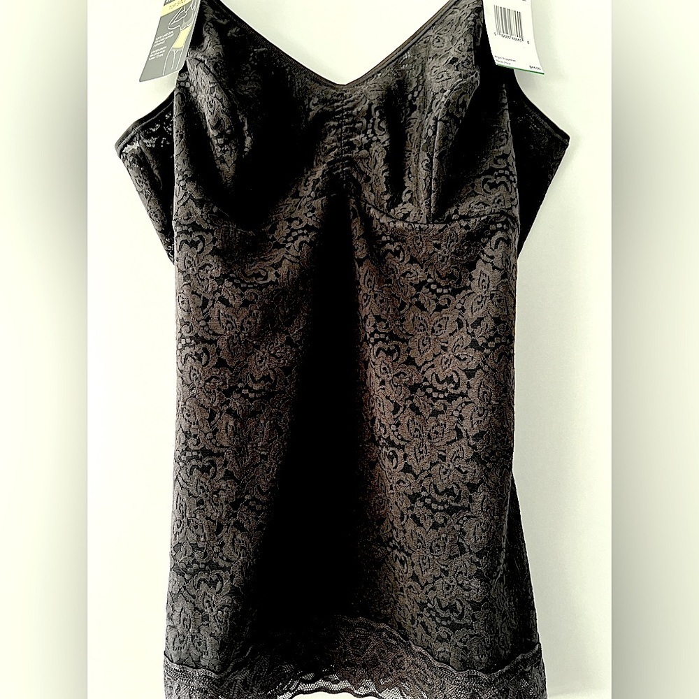 NEW Bali Lace 'N Smooth Shaping Camisole, Black, Large - Picture 9 of 10